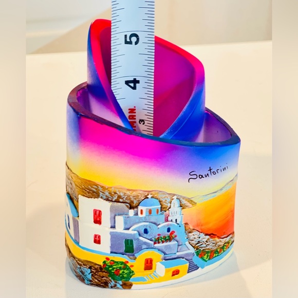 Santorini Candle-Holder Bright colored ceramiccandle holder Made in Greece ๐ฌ๐ท - Picture 7 of 7